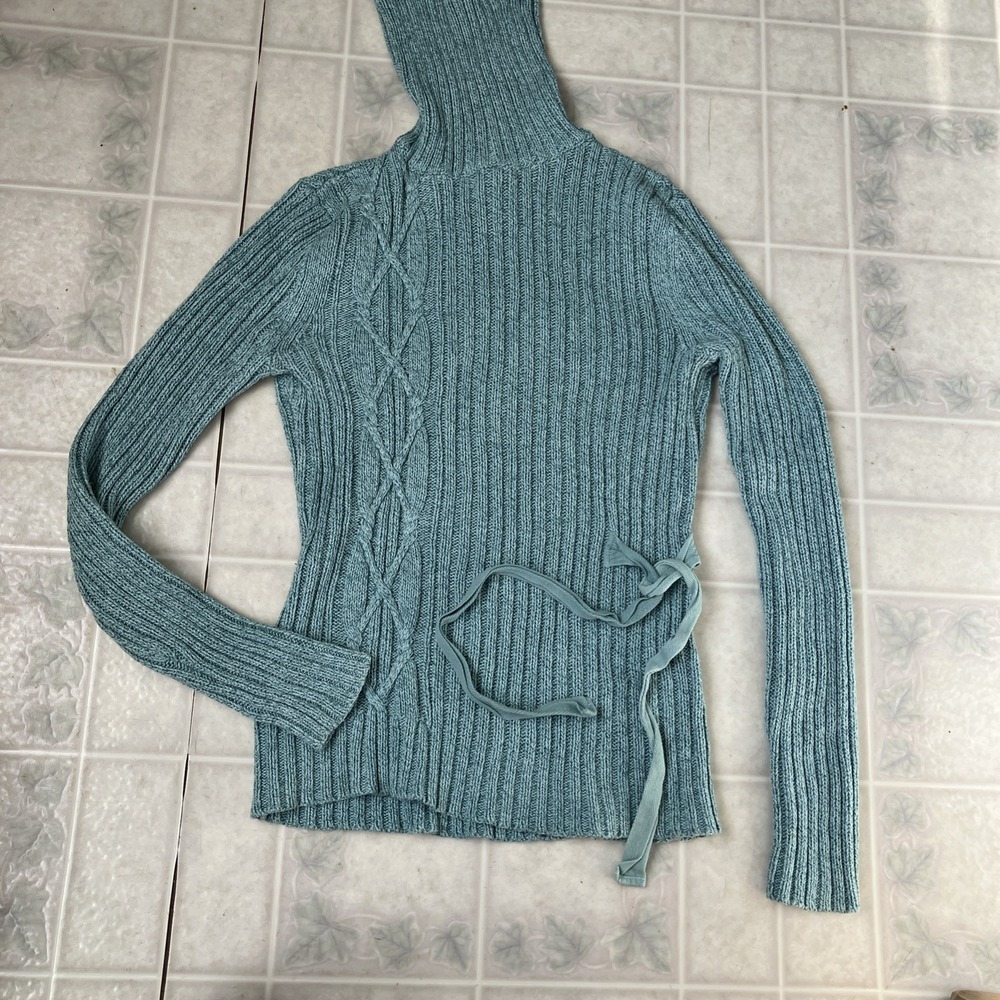 SUNDANCE Teal Cotton Blend Knit Long Sleeves Turtleneck Tunic Sweater Small